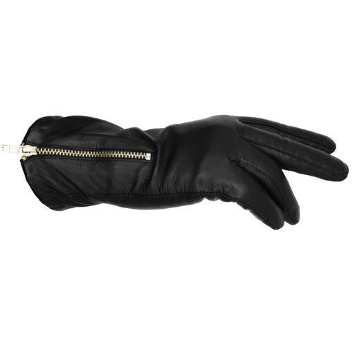 leather gloves with zipper